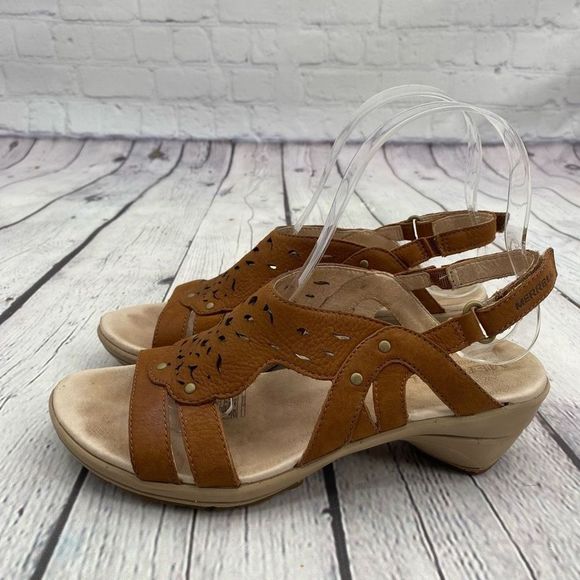 Merrell Women’s Oat Straw Wedge Sandals Size 6 - Picture 2 of 11
